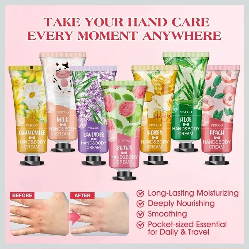 Viscoo Plant Hand Cream Set - 7 Pack  Nurishing Luxurios Feel Delightful Scents